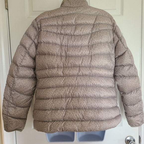 Lands End Mottled Gray White Lightweight Puffer Jacket Coat Size L - Picture 2 of 7